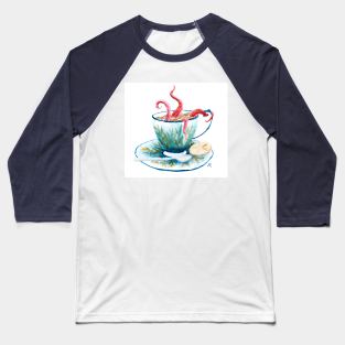 Octopus Tentacle Teacup Watercolour Painting Baseball T-Shirt